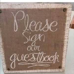 Burlap Guestbook sign